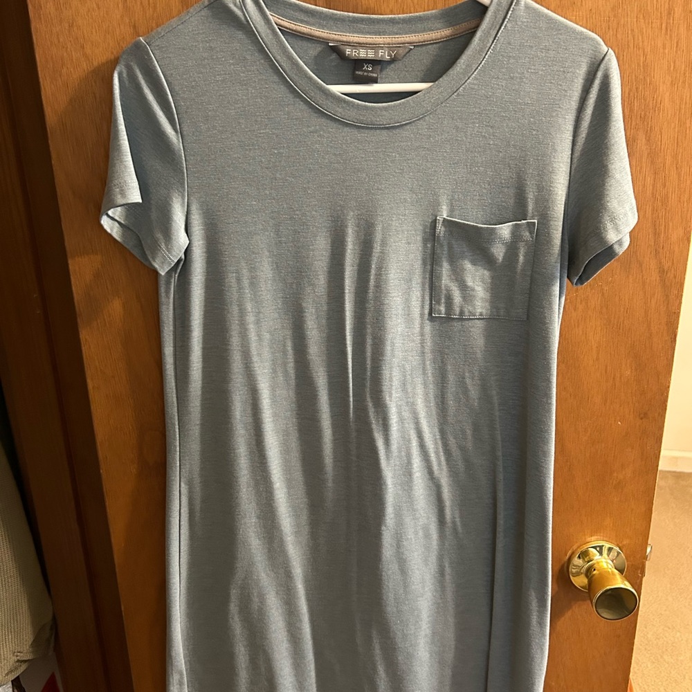 Rest Fly Light Blue Mini T-Shirt Dress